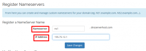 how to create and register child nameservers/hostname in domainresell.in panel