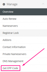 How to get EPP code/Authentication code from domain resell.in panel