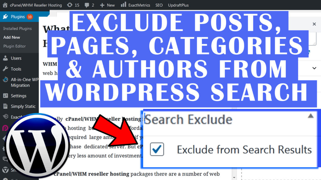 How to exclude Posts,Pages,Categories or Authors from WordPress search