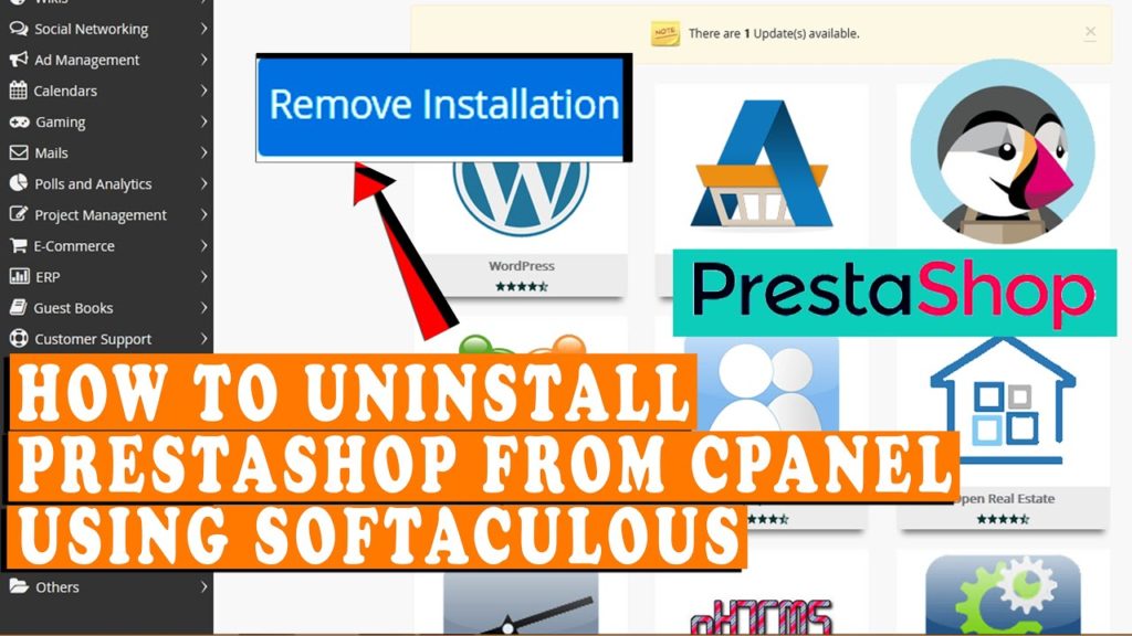 How to uninstall Prestashop from cPanel using Softaculous