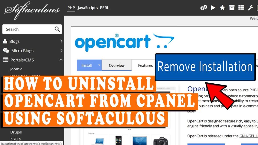 How to Uninstall OpenCart from cPanel using Softaculous