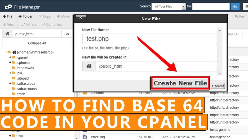 How to find "base 64" code in your whole cPanel