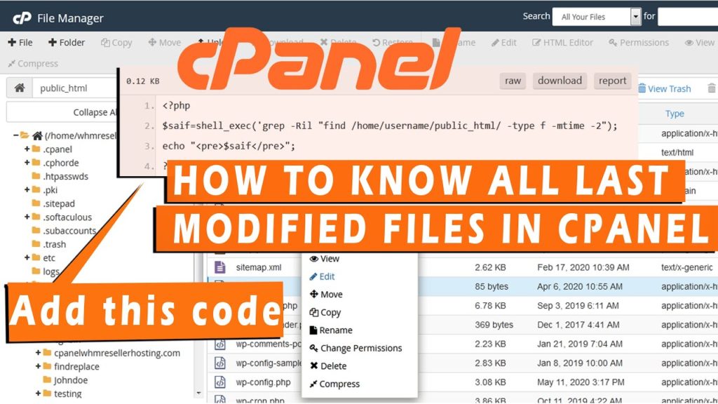 How to know all last modified files in your cPanel