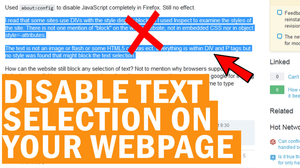 How to disable selection on your webpage
