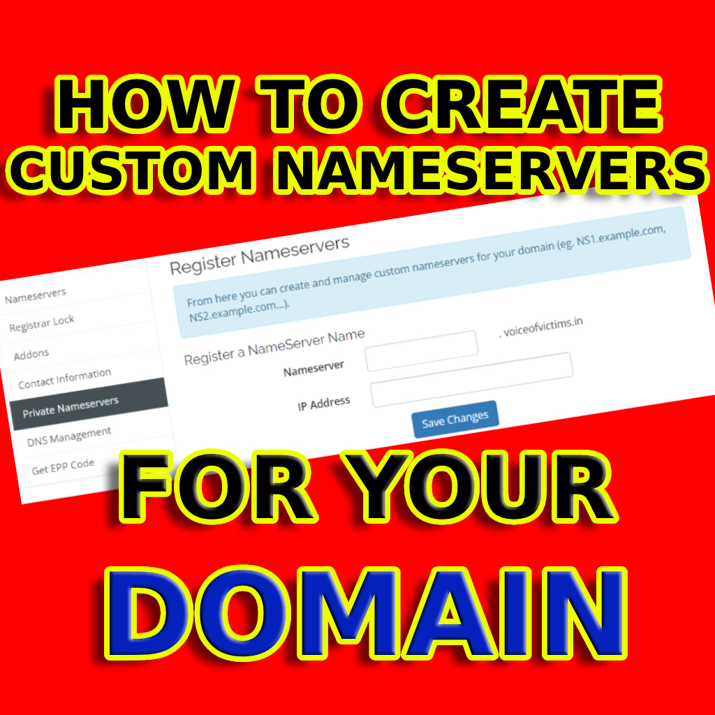 how to create custom or private nameservers for domain