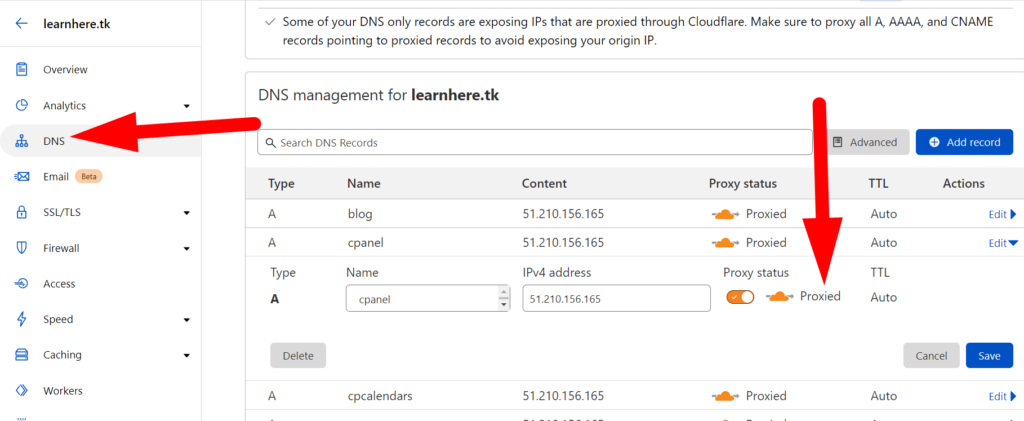 DNS proxied option in cloudflare - redserverhost