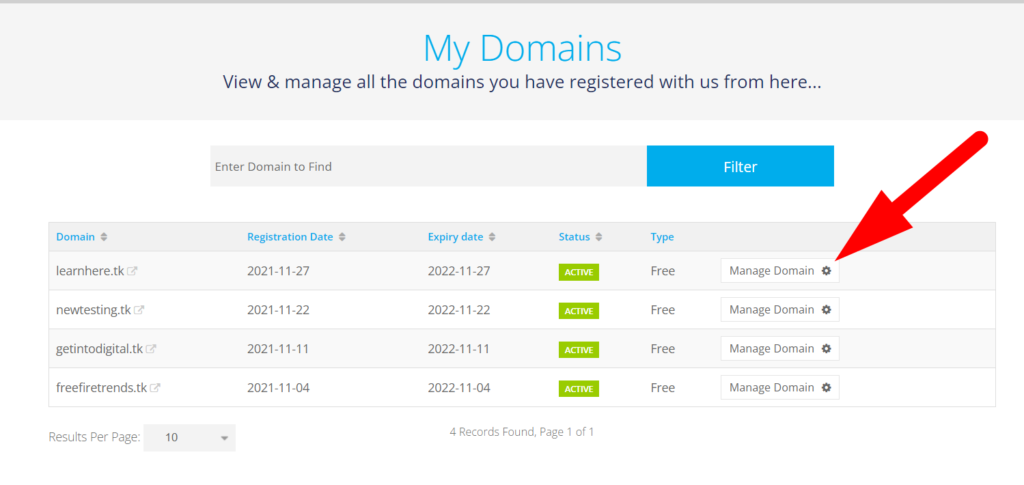 Manage domains - redserverhost