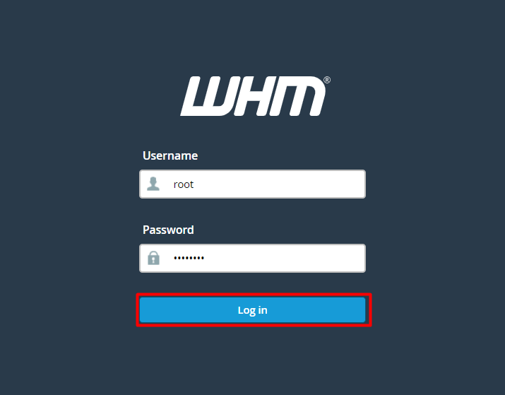 log in to WHM