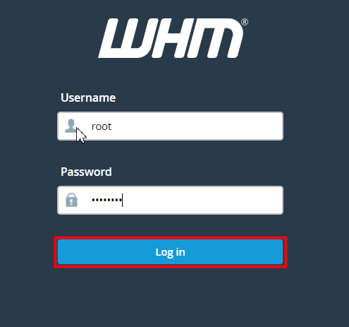 log in to WHM