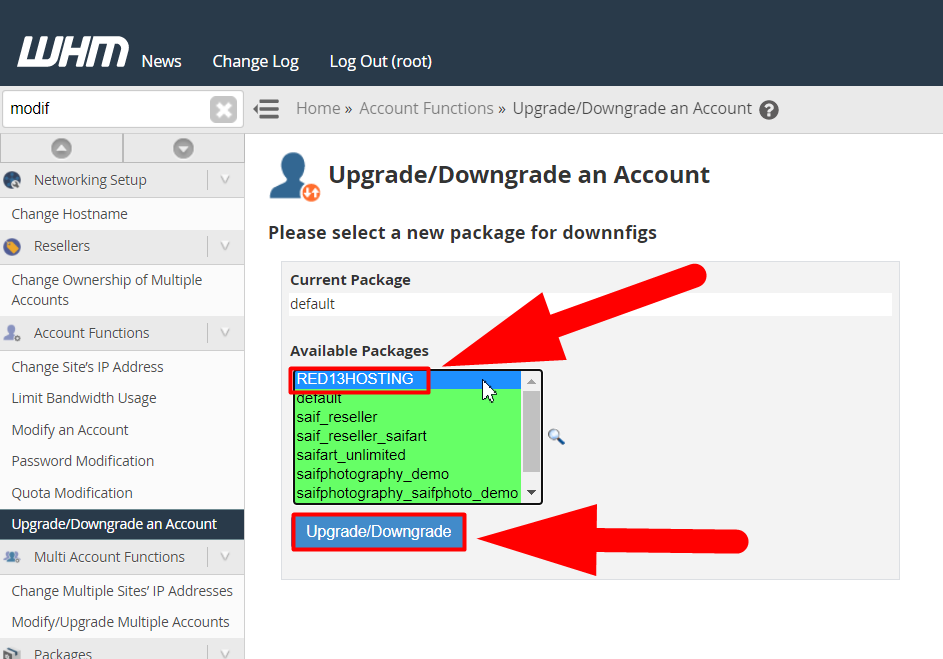 Add new feature list to cPanel account