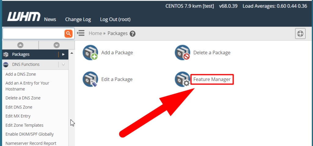 Feature Manager Inside Packages Section