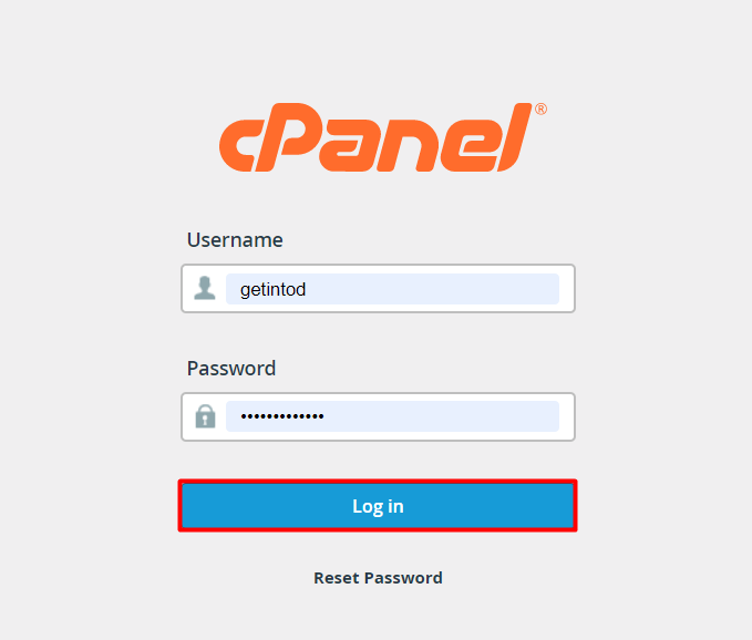 Log into cPanel account