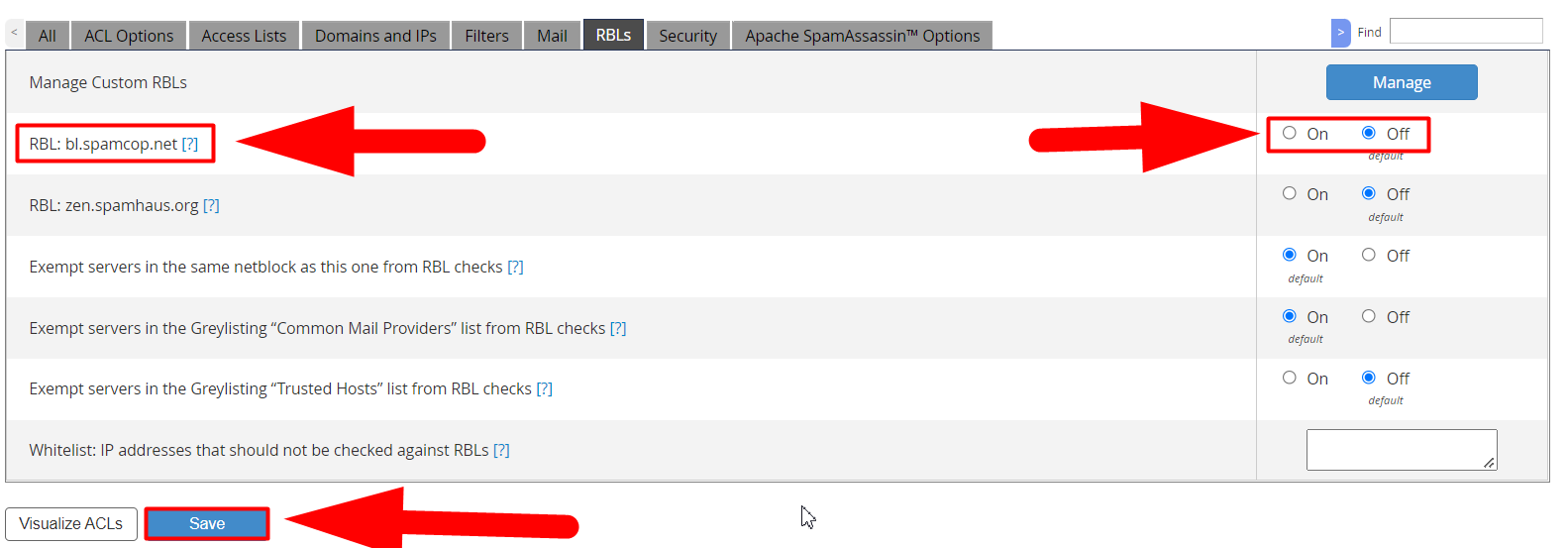 How to Disable or Enable SpamCop RBL in WHM? Red Server Host