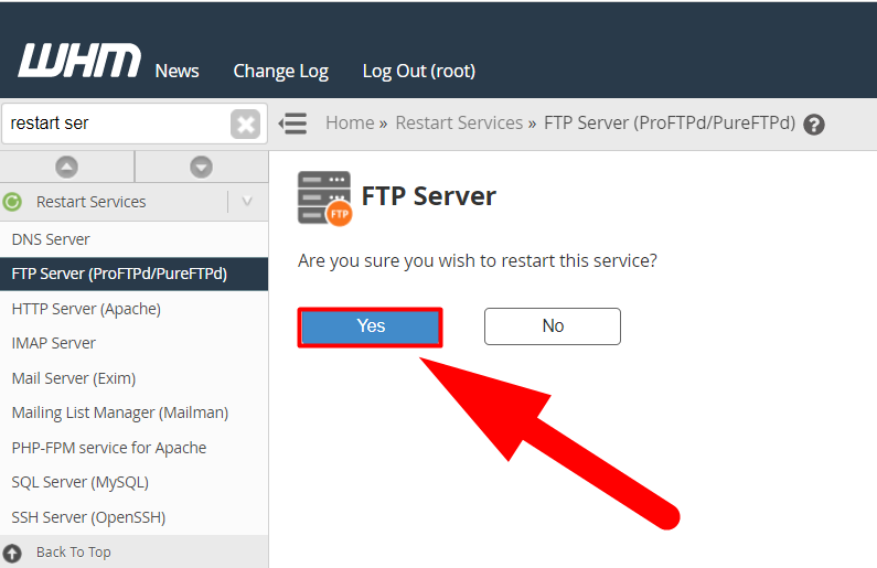 Restart FTP Server