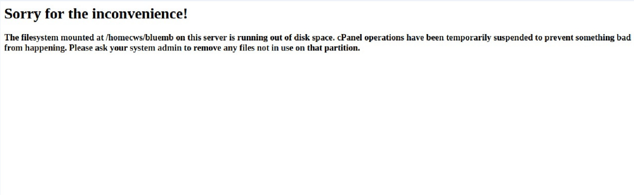 Disk Space Error Image