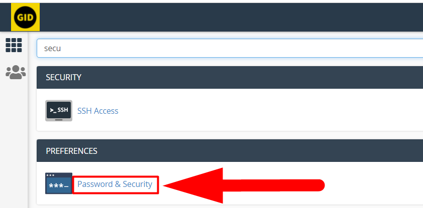 Password and Security Option cPanel