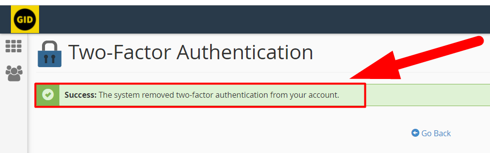 Two-Factor Authentication Removed Successfully
