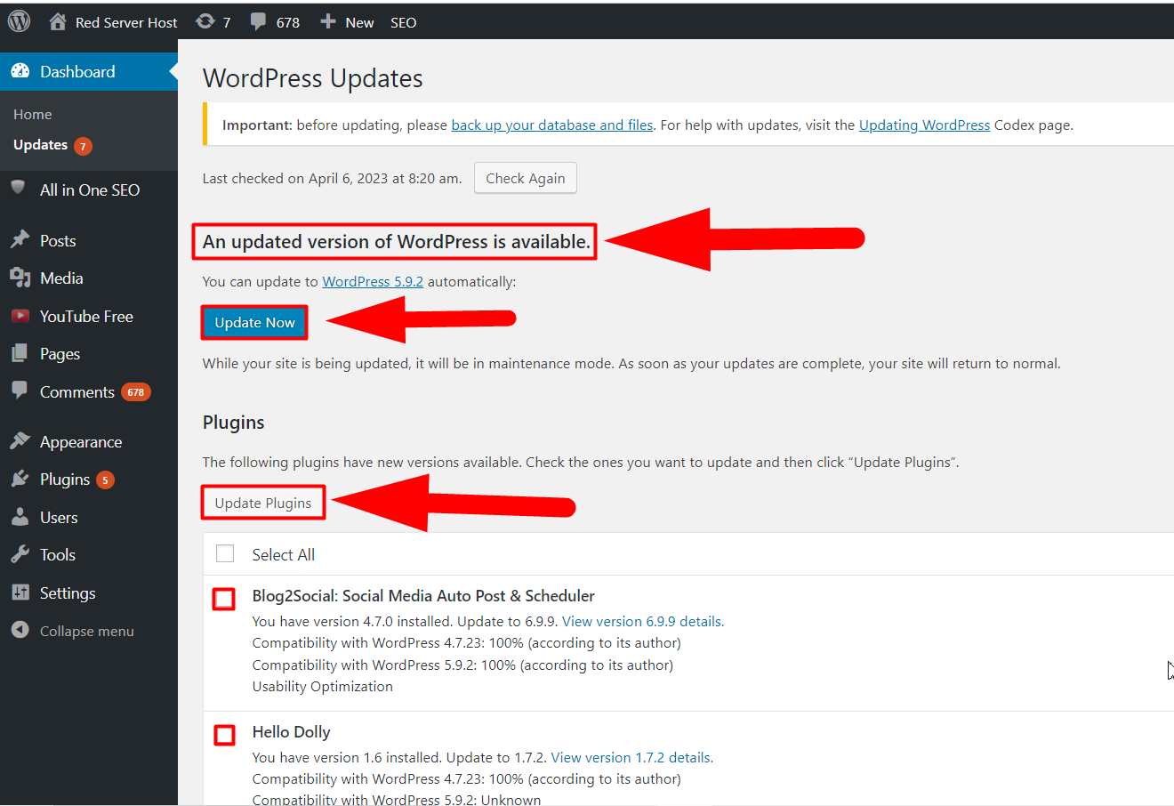 Update WordPress & Plugins