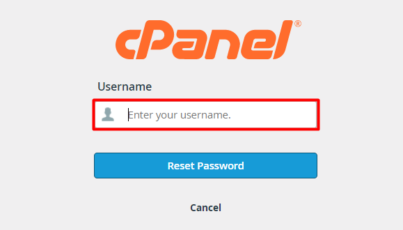 enter cpanel username