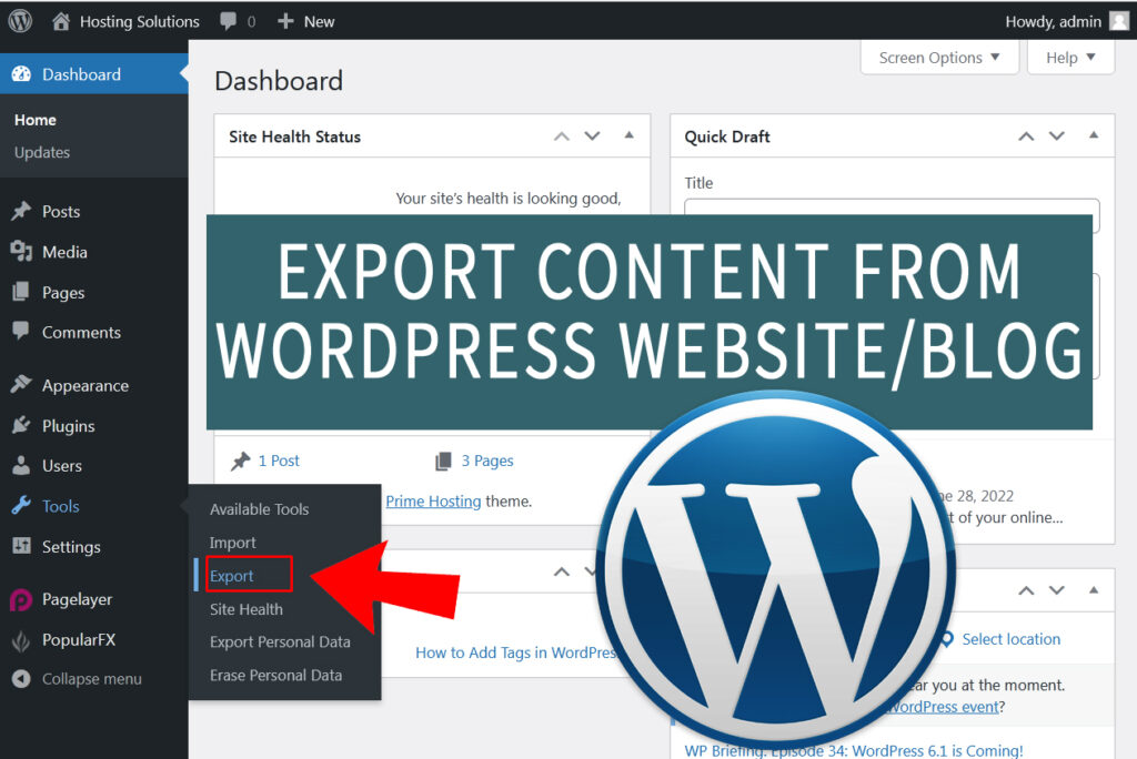 Export Content in WORDPRESS