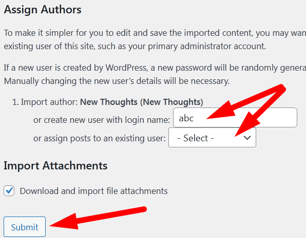 Assign Author and Submit