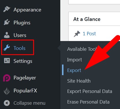 Export Tool in WordPress