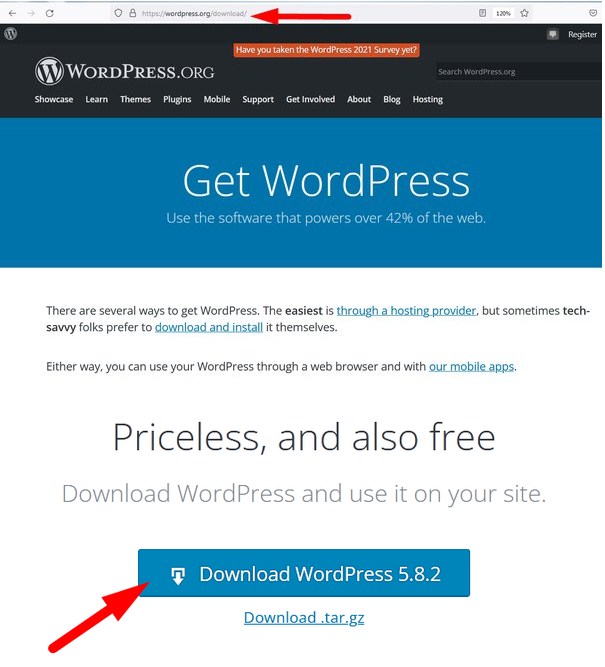 download WordPress from wordPress.org