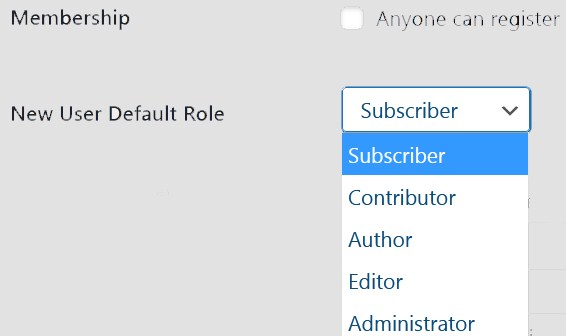 Membership and New User Default Role