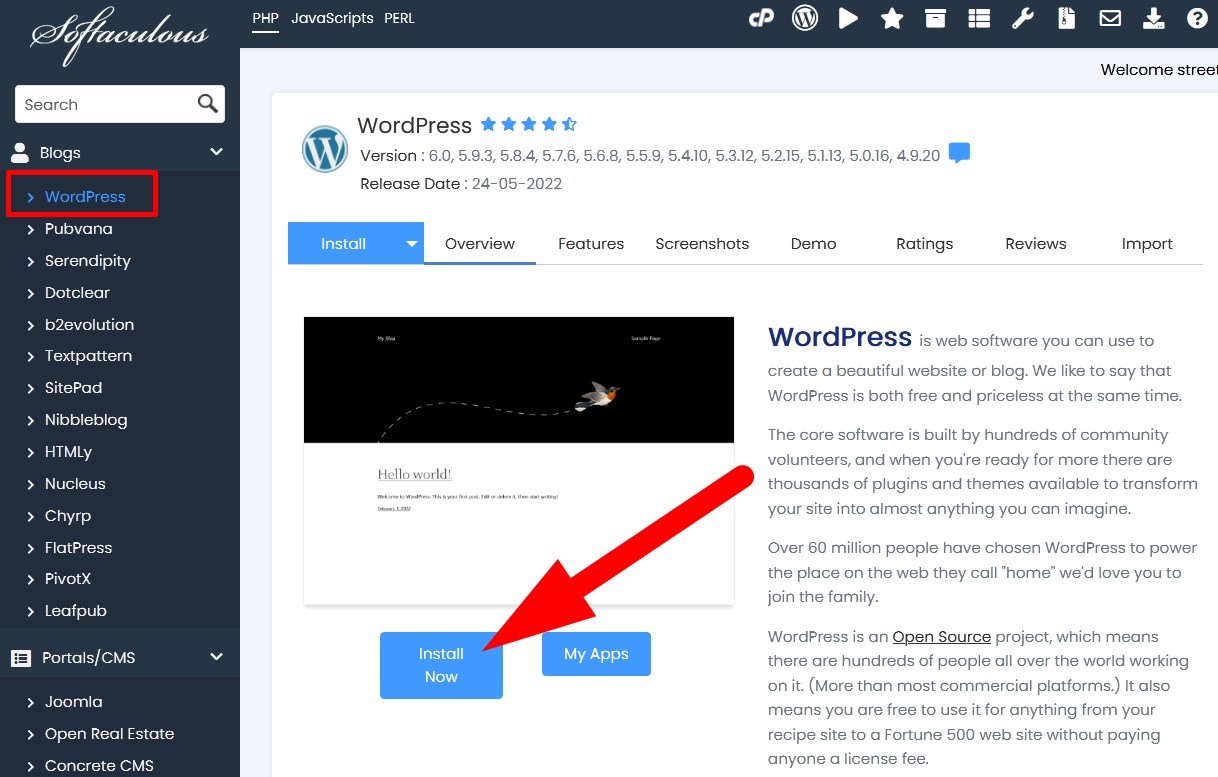 WordPress Installation process