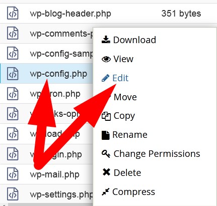 Edit wp-config.php file